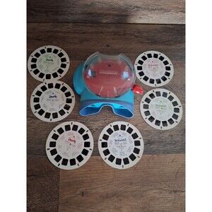 Vintage Fisher Price Blue Viewmaster Blue Red clear top Robots Incredibles 2002